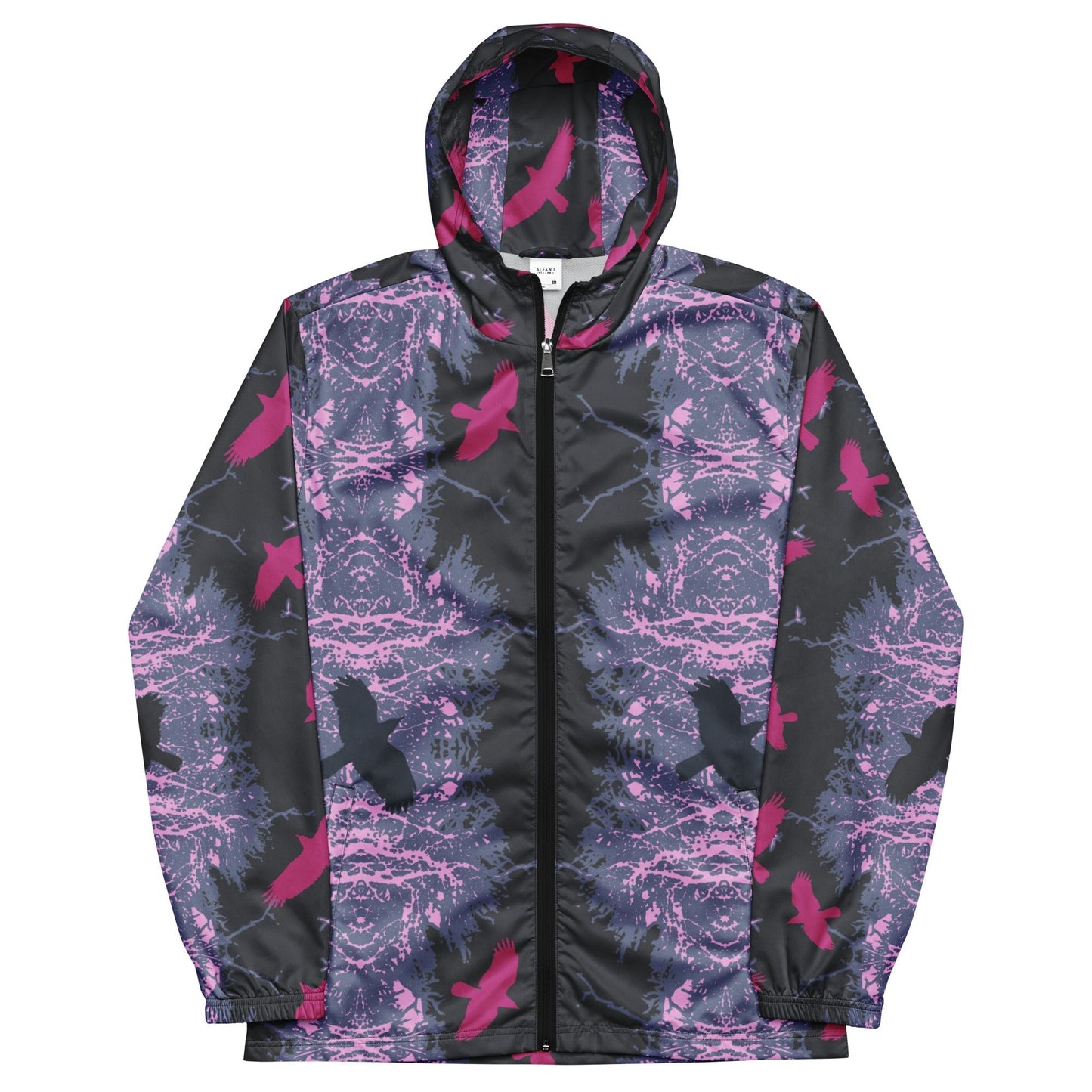 Crows in Flight - Men’s (Unisex) windbreaker - Scandal Pink - Alfano Dry Goods