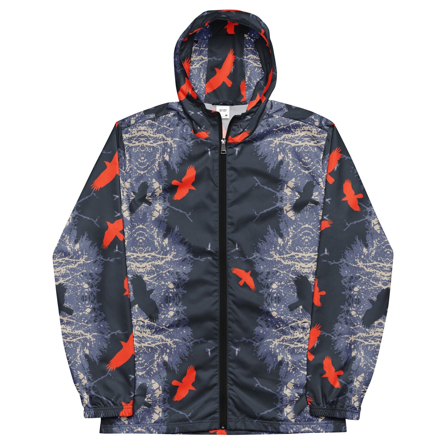 Crows in Flight - Men’s windbreaker - Cardio Orange - Alfano Dry Goods