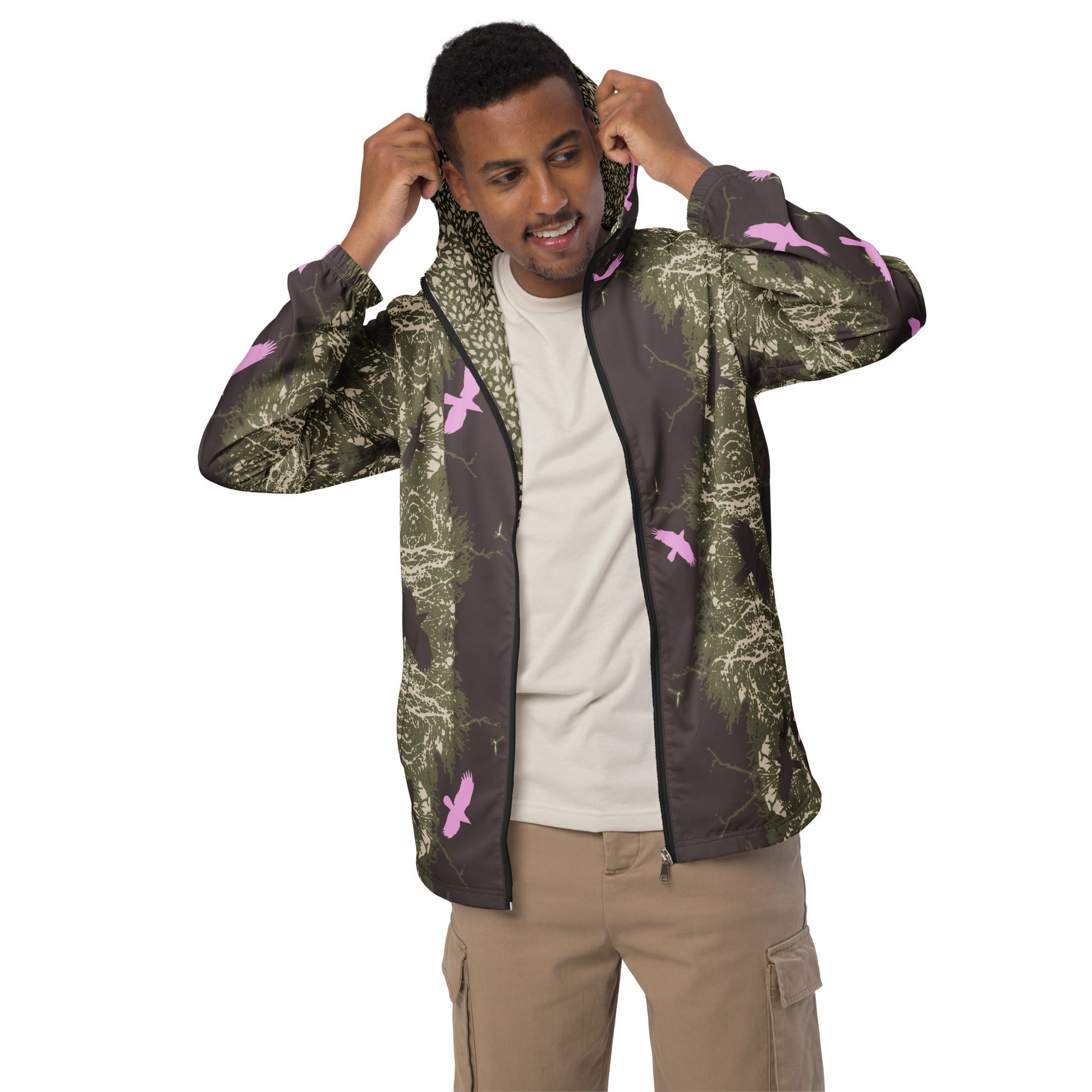 Crows in Flight - Men’s windbreaker - PINK Glow - Alfano Dry Goods