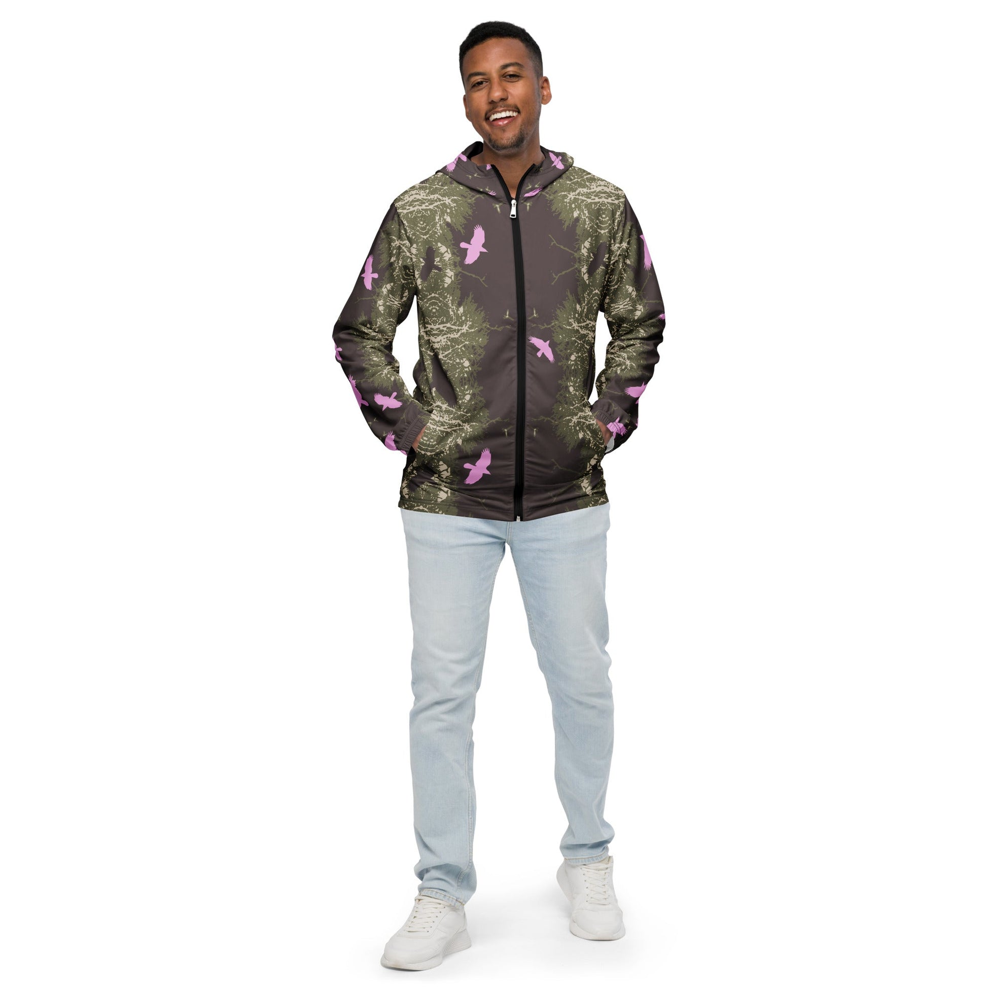 Crows in Flight - Men’s windbreaker - PINK Glow - Alfano Dry Goods